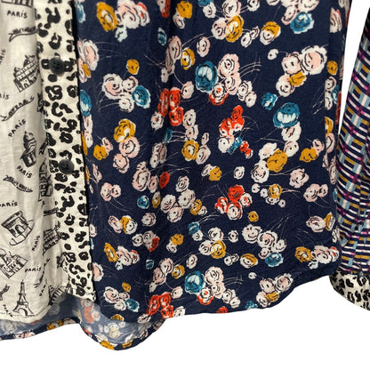 Maeve by Anthropologie Fern Mixed Print Button Up Long Sleeve Top Small Petite