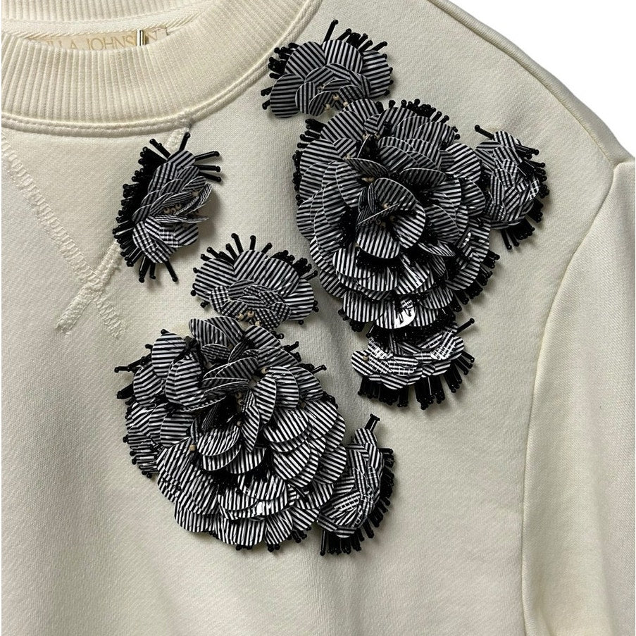 NWT Ulla Johnson Crème Cove Top with Floral Applique Embroidery Womens P / XS