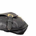 Alexander McQueen Black Leather Front Flap Messenger Handbag Gold Toned Hardware