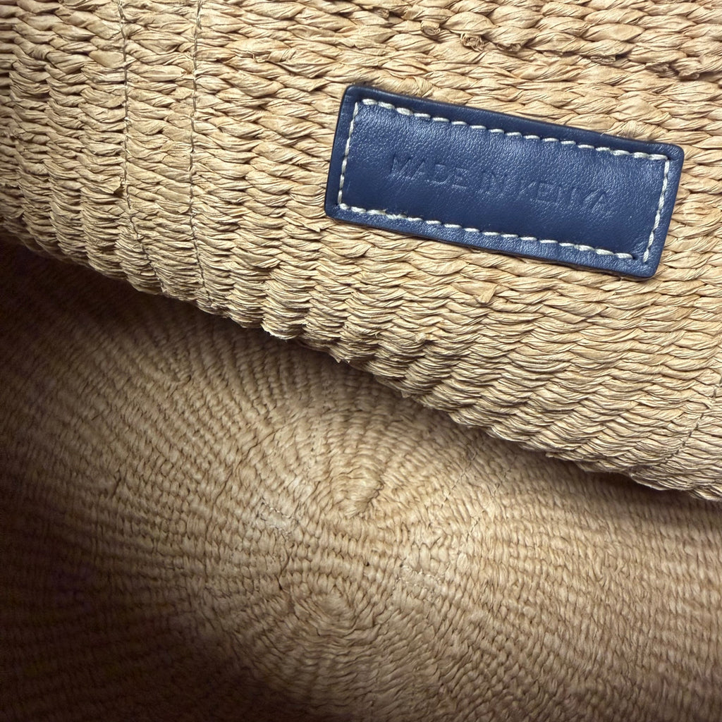 Chloe x Mifuko Large Raffia Basket Tote in Fair Trade Paper & Navy Leather
