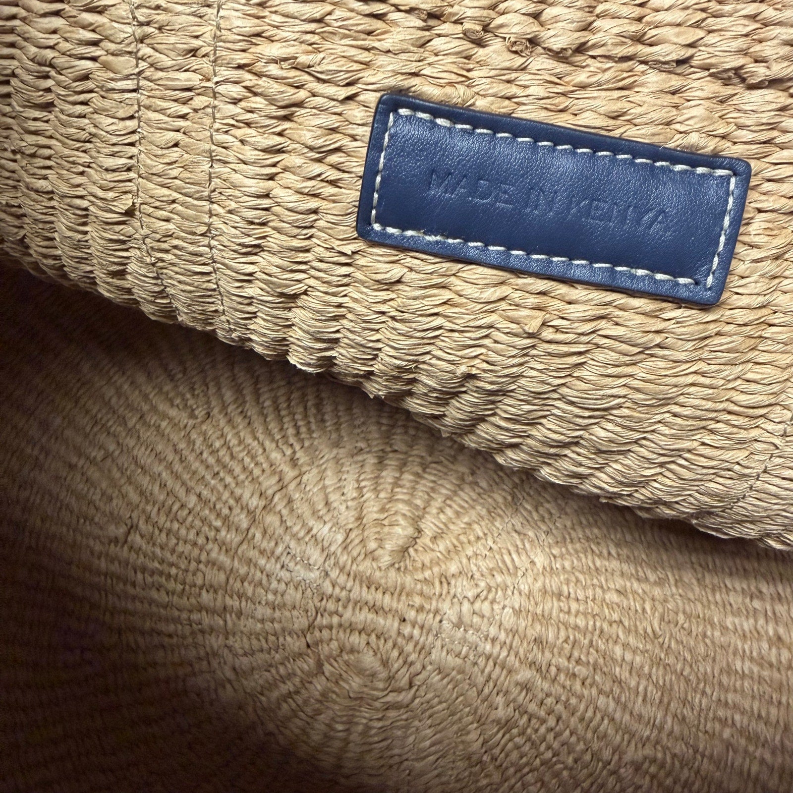 Chloe x Mifuko Large Raffia Basket Tote in Fair Trade Paper & Navy Leather