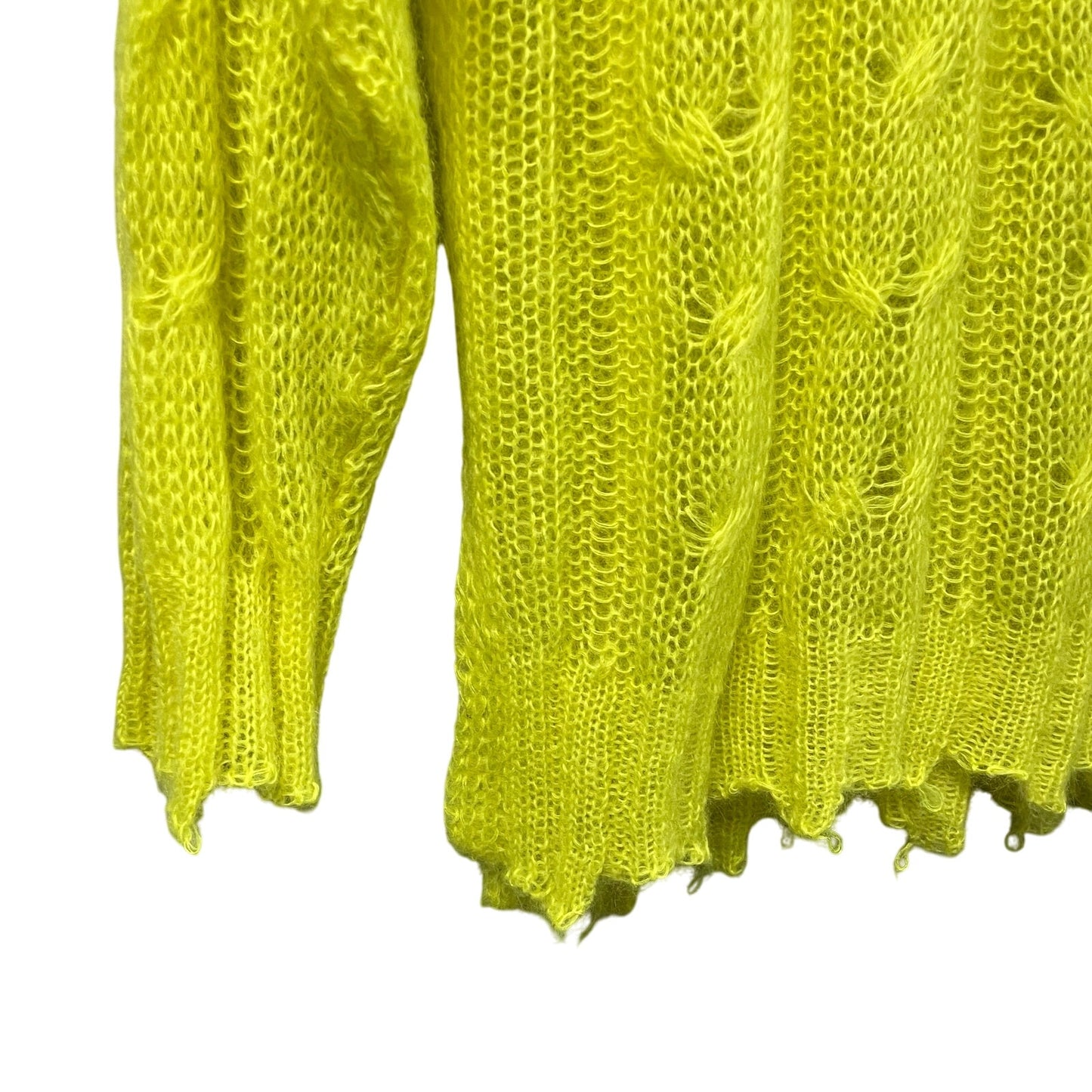 By Anthropologie The Posey Stitchy Distressed Sweater Neon Yellow Wool Blend XL