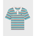 Celine Paris Sky Blue Striped Short Sleeve Cotton Polo Sweater Womens Small