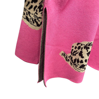 NWT Entro Cowboy Hat Print Mock Neck Sweater Pink Womens Size Small