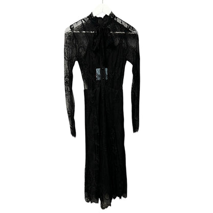 NWT Macgraw Black Immortal Dress Chantilly-Lace Midi Dress Womens US 2