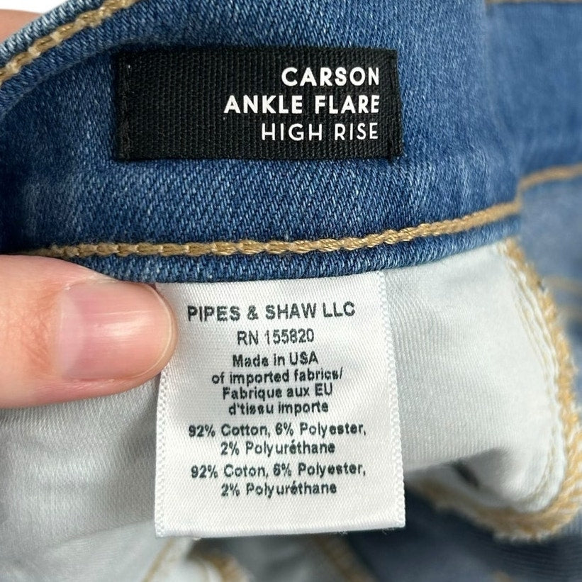 Veronica Beard Mystic Blue Carson Ankle Flare High Rise Denim Jeans Womens 26