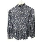 NWT See By Chloe Blue White Floral Print High Neck Blouse Womens 36 US 4 Modest