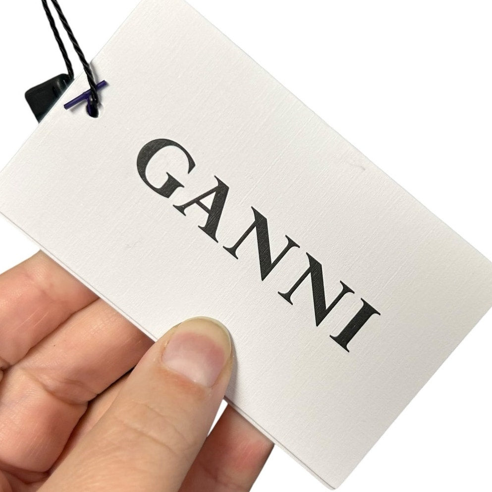 NWT Ganni Gray Mohair Wool Blend Callahan Knit Pullover Hoodie Womens Small