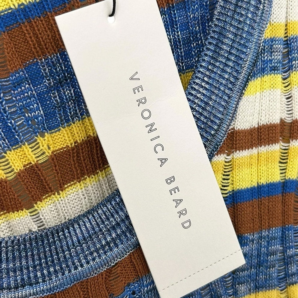 NWT Veronica Beard Stripe Chantal Scoop Neck Ribbed Pullover Sweater Womens XL