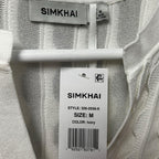 NWT Simkhai Ivory Mallorie Scalloped Knit Short Sleeve Polo Top Womens Medium