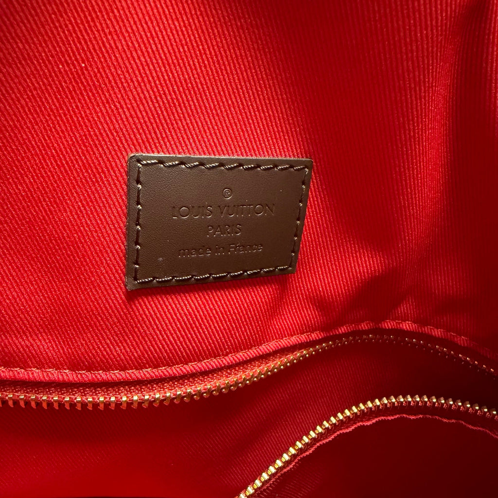 Louis Vuitton Damier Ebene Graceful Hobo PM Handbag Brown Logo Red Lining