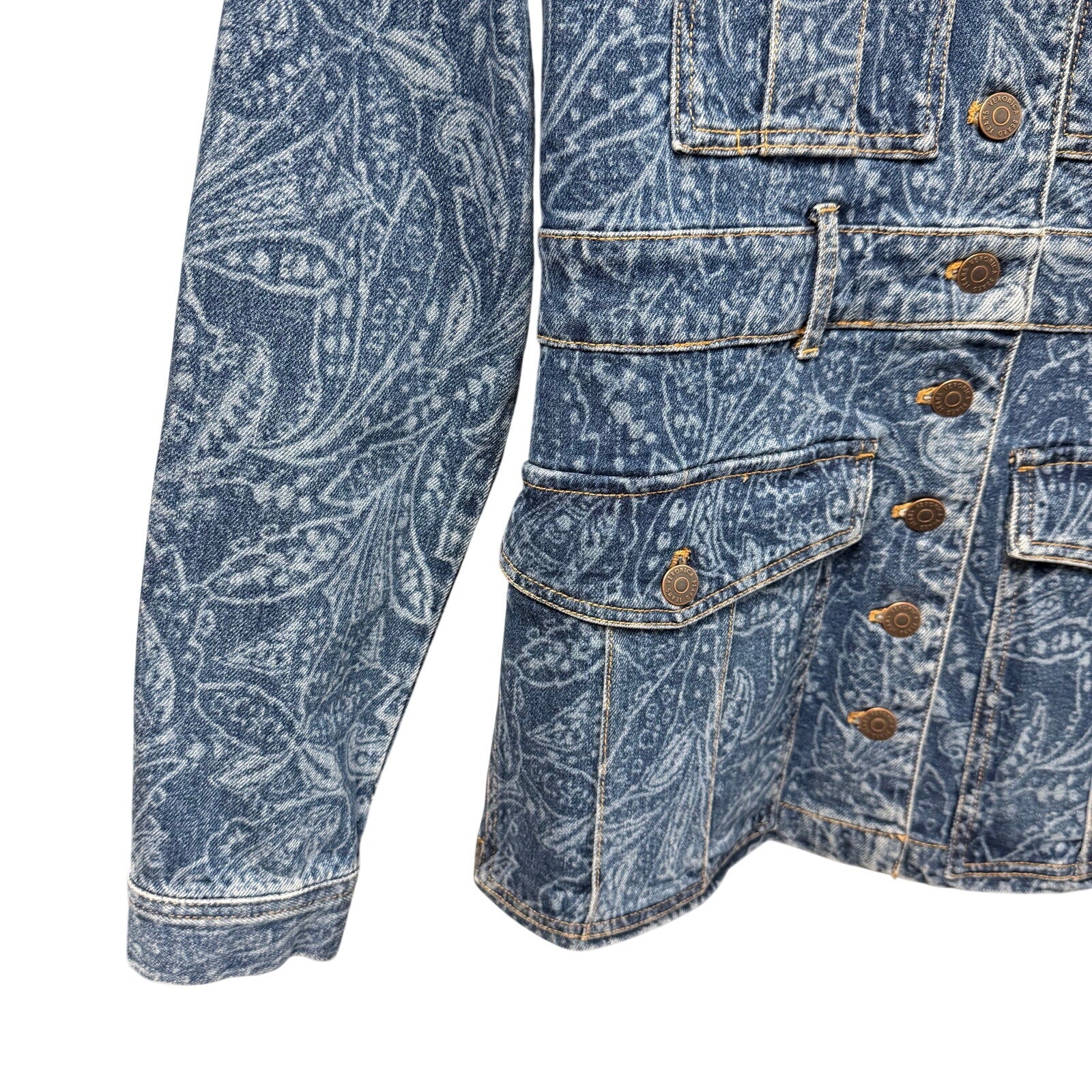 NWT Veronica Beard Jeans Tika Jacket Atlantic Paisley Denim Womens Small