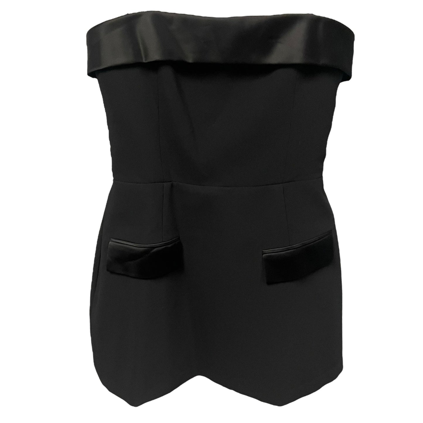 NWT Amanda Uprichard Lucienne Skort Romper Black Satin Trim Strapless Size Small