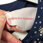 NWT Carolina Herrera Midnight Navy Blue Crystal Embellished Mini Dress Womens 4