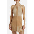 NWT Toccin French Brown Parchment Lex Zip Front Sleeveless Dress Womens Small