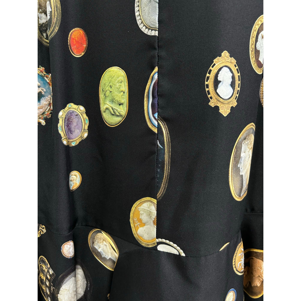 Libertine Cameos Printed Fit & Flare Ruffle Silk Dress Womens Large $2600