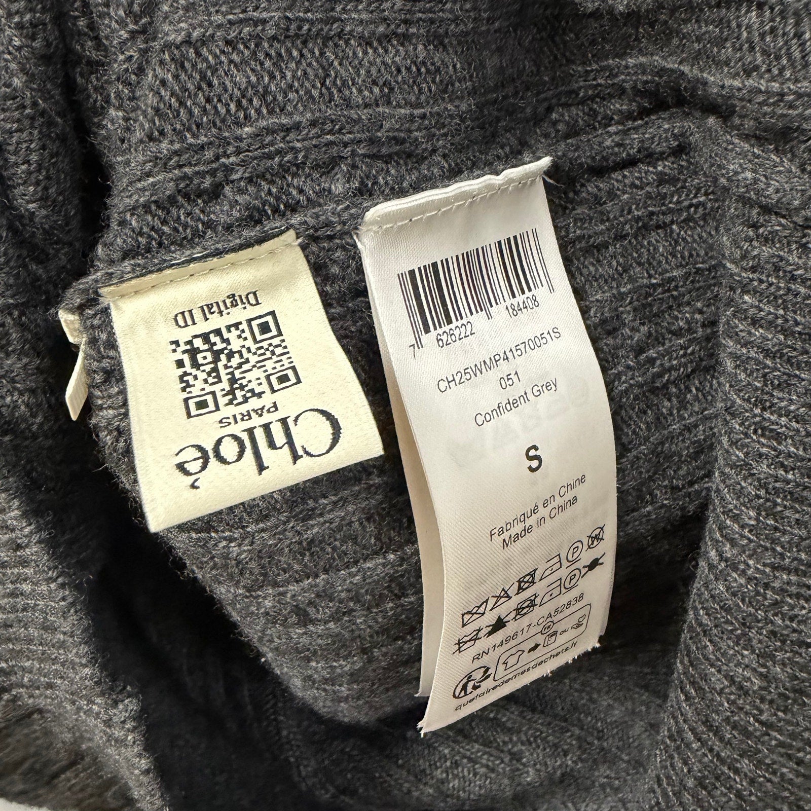 NWT Chloe Short Sleeve Polo Sweater Wool Cashmere Confident Grey Size Small