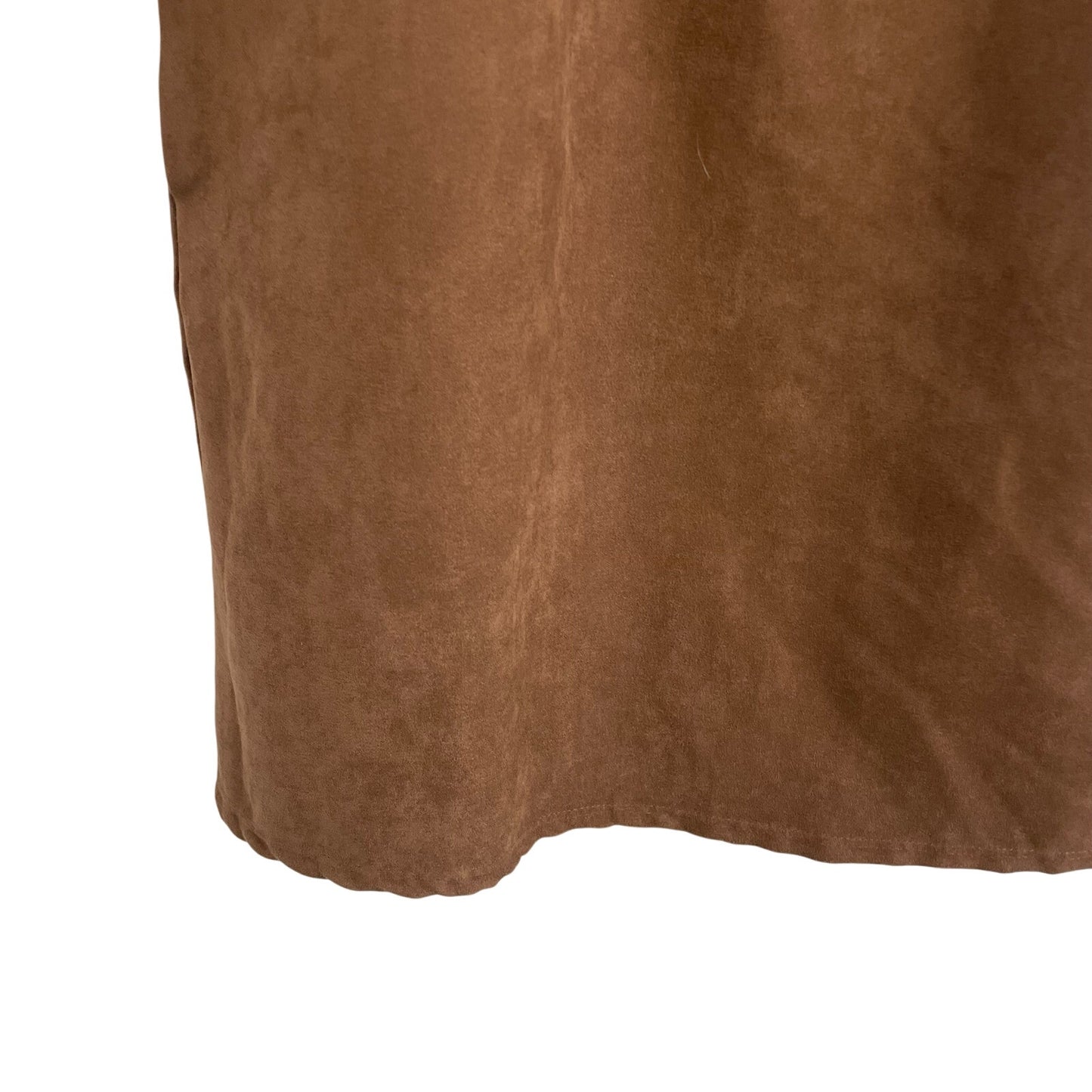 Jude Connally Kerry Faux Suede V Neck Side Pocket Shift Dress Brown Size Medium