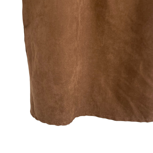 Jude Connally Kerry Faux Suede V Neck Side Pocket Shift Dress Brown Size Medium