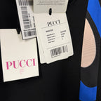 NWT Emilio Pucci Marmo Silk Collar Wool Jumper Sweater Black Tie Back Size Small