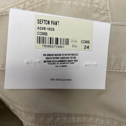 NWT AGOLDE Sefton Pant in Comb Cream Pure Cotton Womens Size 24