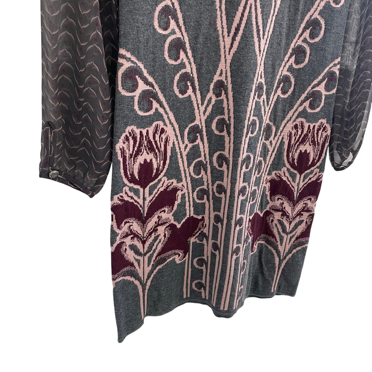 NWT Anthropologie Knitted & Knotted Saone Sweater Dress Grey Motif Womens XS