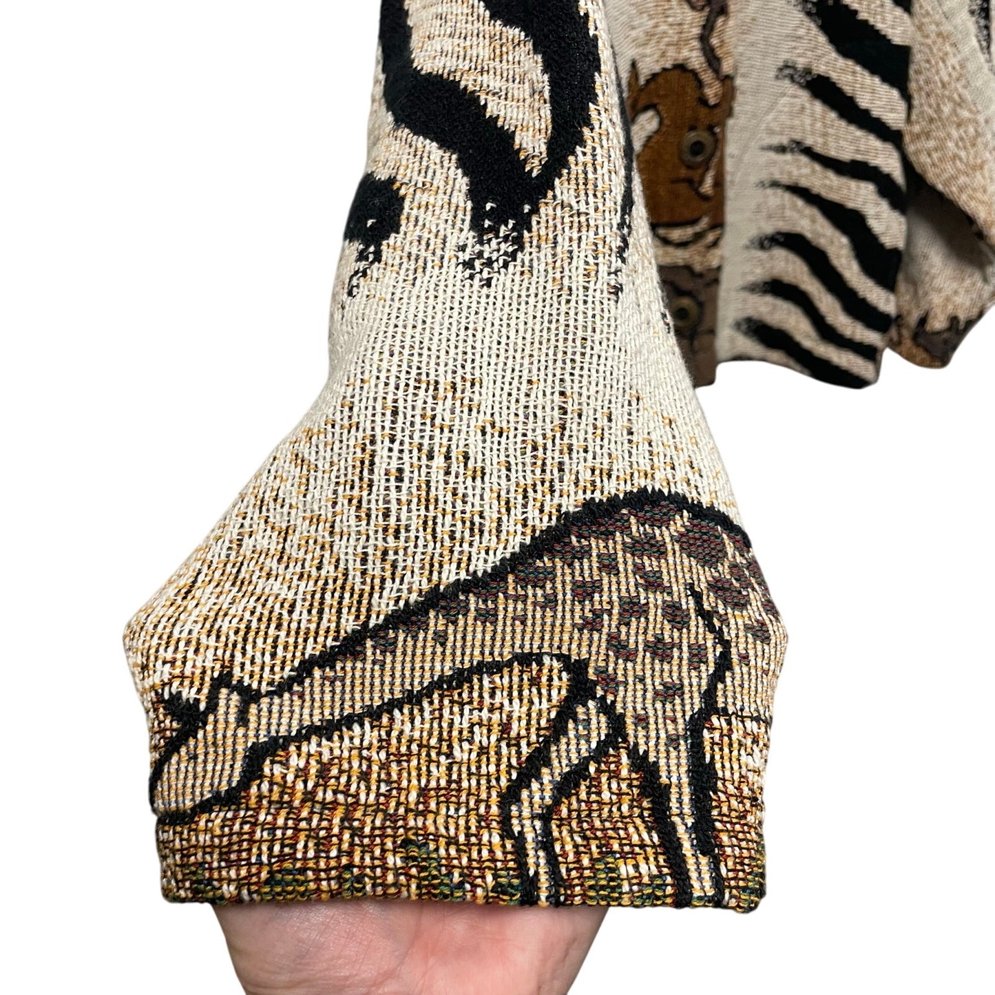 Vintage Sugar Street Weavers Safari Animal Print Button Up Sweater Jacket Medium