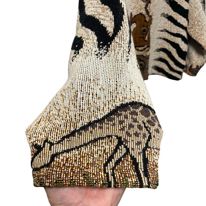 Vintage Sugar Street Weavers Safari Animal Print Button Up Sweater Jacket Medium