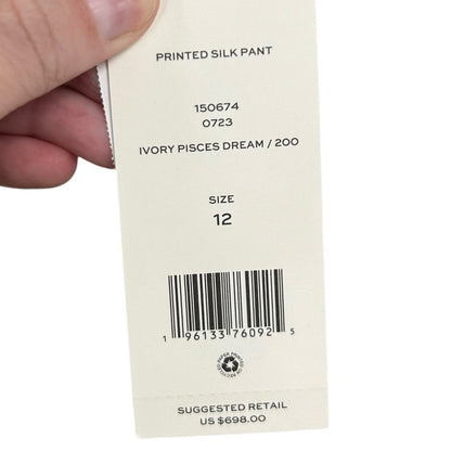 NWT Tory Burch Ivory Pisces Dream Printed Silk Pull On Pants Womens 12