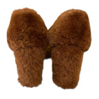 Jil Sander Brown Faux Fur Open Toe Pump Heels Womens 36 / US 6