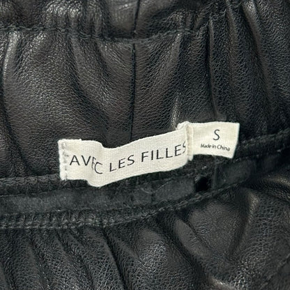 NWT Avec Les Filles Black Vegan Faux Leather Pull On Pants Womens Small