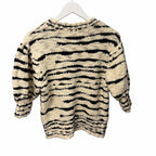 Ulla Johnson Hana Pullover Sweater Cream Black Zebra Print Puff Sleeves Medium