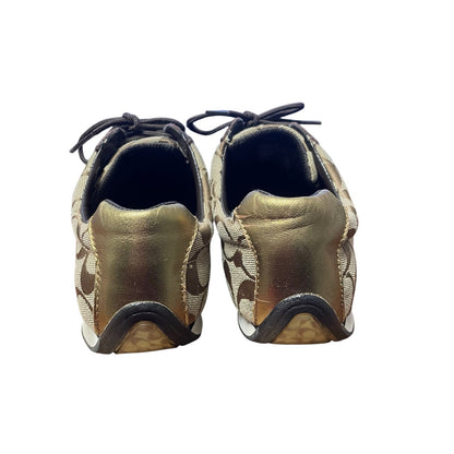 Coach Signature Canvas Logo Print Suede Trim Lace Up Jayme Sneaker Brown 7.5