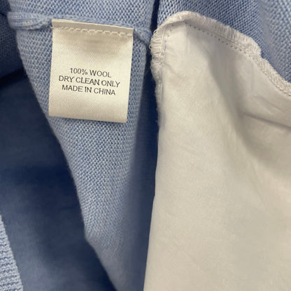 NWD Pearl by Lela Rose Sky Blue Wool Knit Poplin Detail Sweater Womens Large