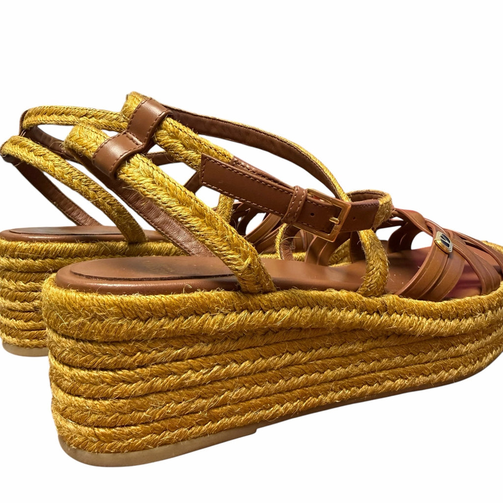 Valentino Garavani Bribri 60 Leather Platform Espadrille Sandals Brown Size US 9