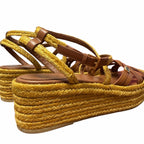 Valentino Garavani Bribri 60 Leather Platform Espadrille Sandals Brown Size US 9