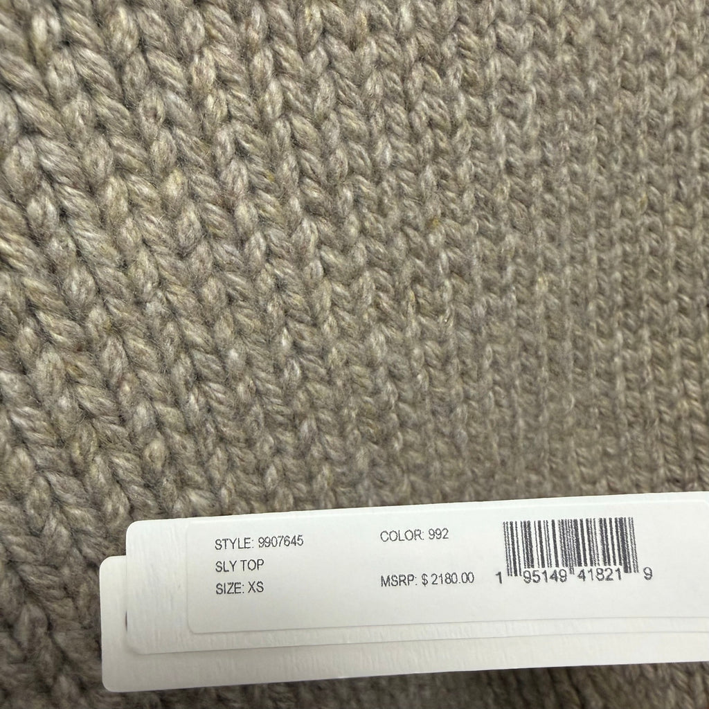 NWT Khaite Sly Top in Sepia Pure Cashmere Knit Stand Collar Cap Sleeves Size XS