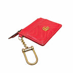 Gucci GG Marmont Coin Card Holder Keychain Wallet Red Leather AS IS