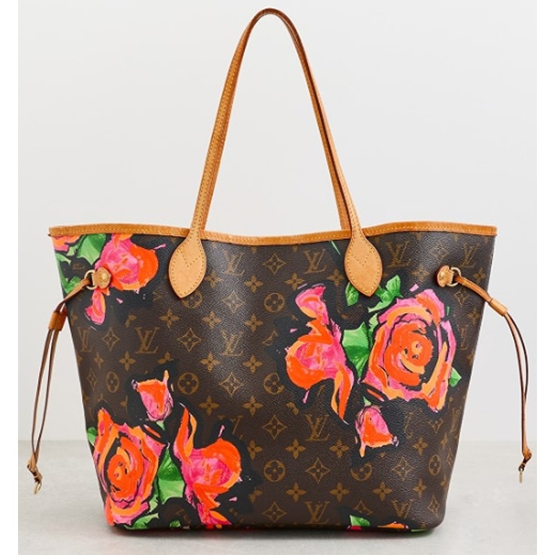 Louis Vuitton Stephen Sprouse Roses Neverfull Handbag Brown Pink Floral Designer