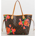 Louis Vuitton Stephen Sprouse Roses Neverfull Handbag Brown Pink Floral Designer