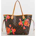 Louis Vuitton Stephen Sprouse Roses Neverfull Handbag Brown Pink Floral Designer