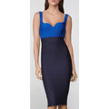 NWT Herve Leger Paris Dark Navy Cobalt Blue Color Block Bandage Dress Size Small