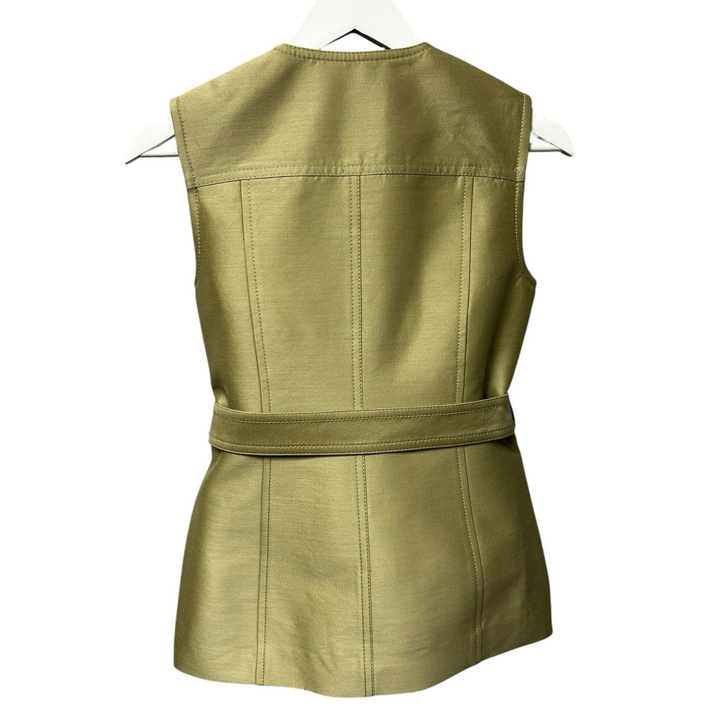 NWT Zimmermann Palm Green Luna Wool Silk Utility Sleeveless Vest Womens US 4