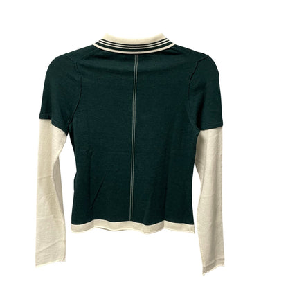 NWT Cuddle Up Cashmere Blend Long Sleeve Polo Top Forest Green Womens Small