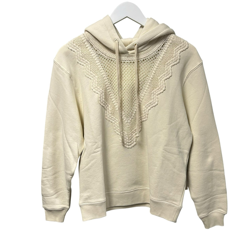 NWT Mother Antique White The Accent Square Drawstrinh Hoodie Womens XS Neutral