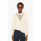 NWT Mother Antique White The Accent Square Drawstrinh Hoodie Womens XS Neutral