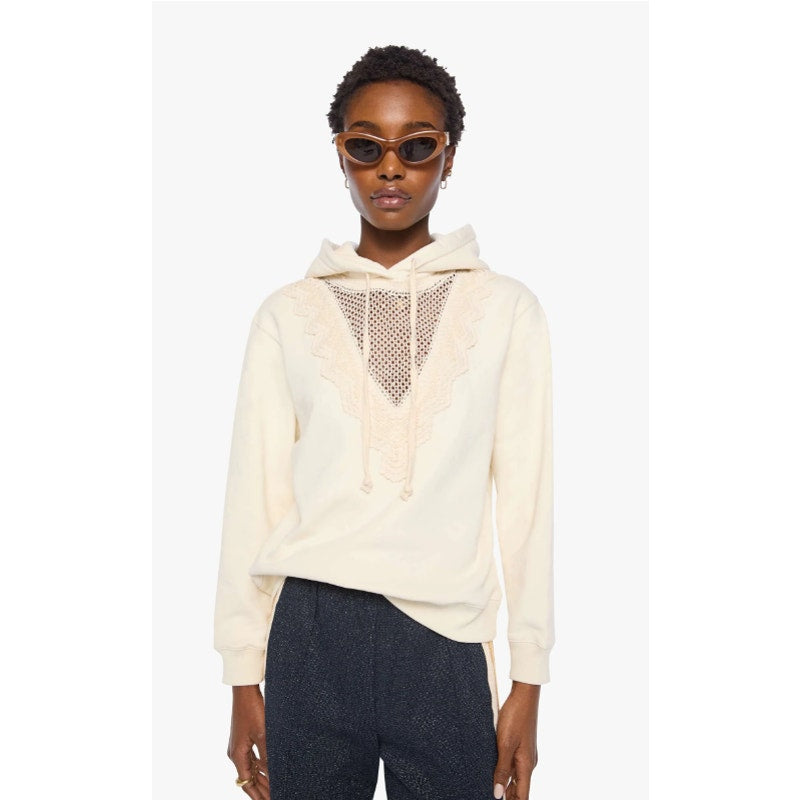 NWT Mother Antique White The Accent Square Drawstrinh Hoodie Womens XS Neutral
