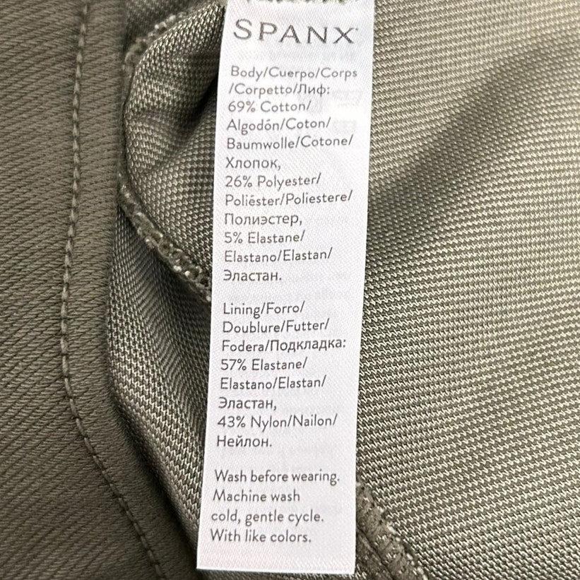 Spanx Olive Green Jean-Ish Faux Front Pocket Pull On Leggings Womens Medium