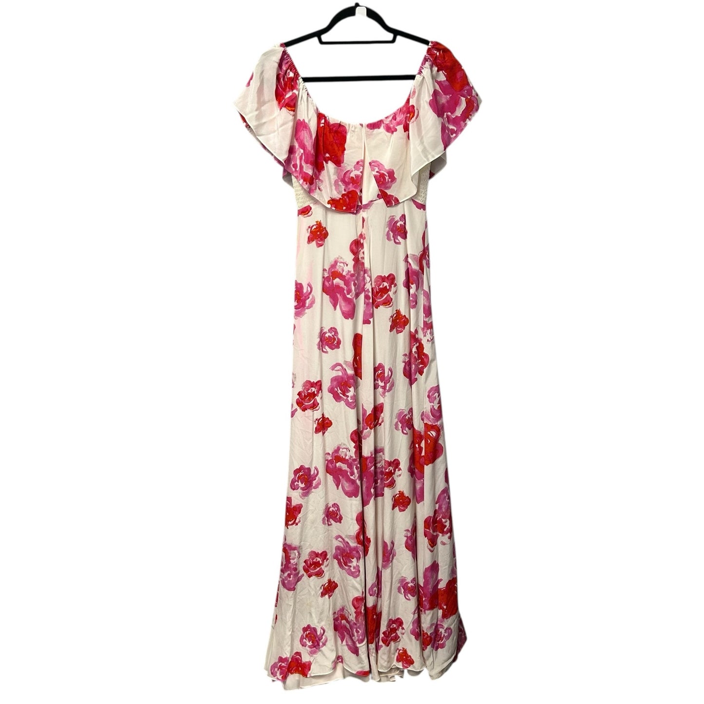 NWT Amanda Uprichard Pink Red Floral Print Silk Delilah Maxi Dress Womens Small