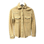 NWT Richard Grand Tan 100% Cashmere Cable Knit Snap Button Shirt Womens Small